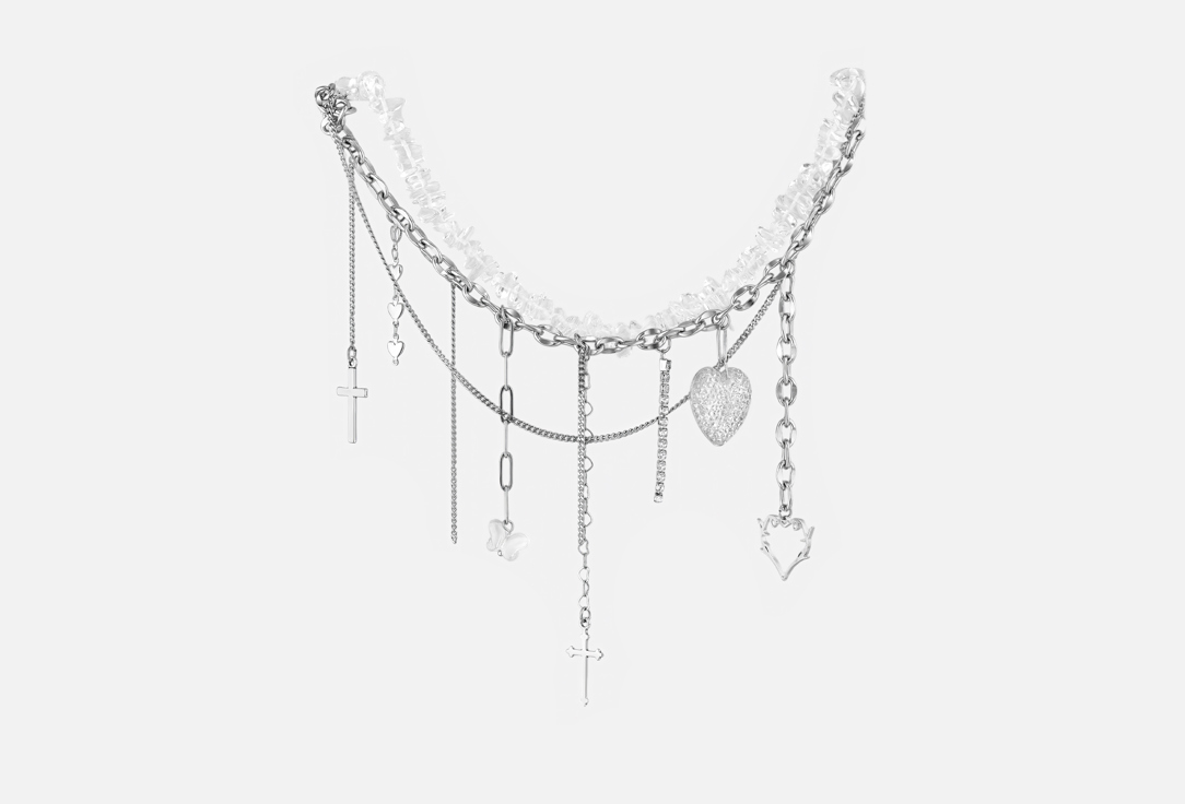 Изображение товара Колье PABUR MIX серебряное для женщин стильное и эффектное украшение