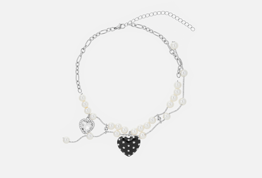 Изображение товара Колье PABUR BLACK&WHITE HEART серебряный