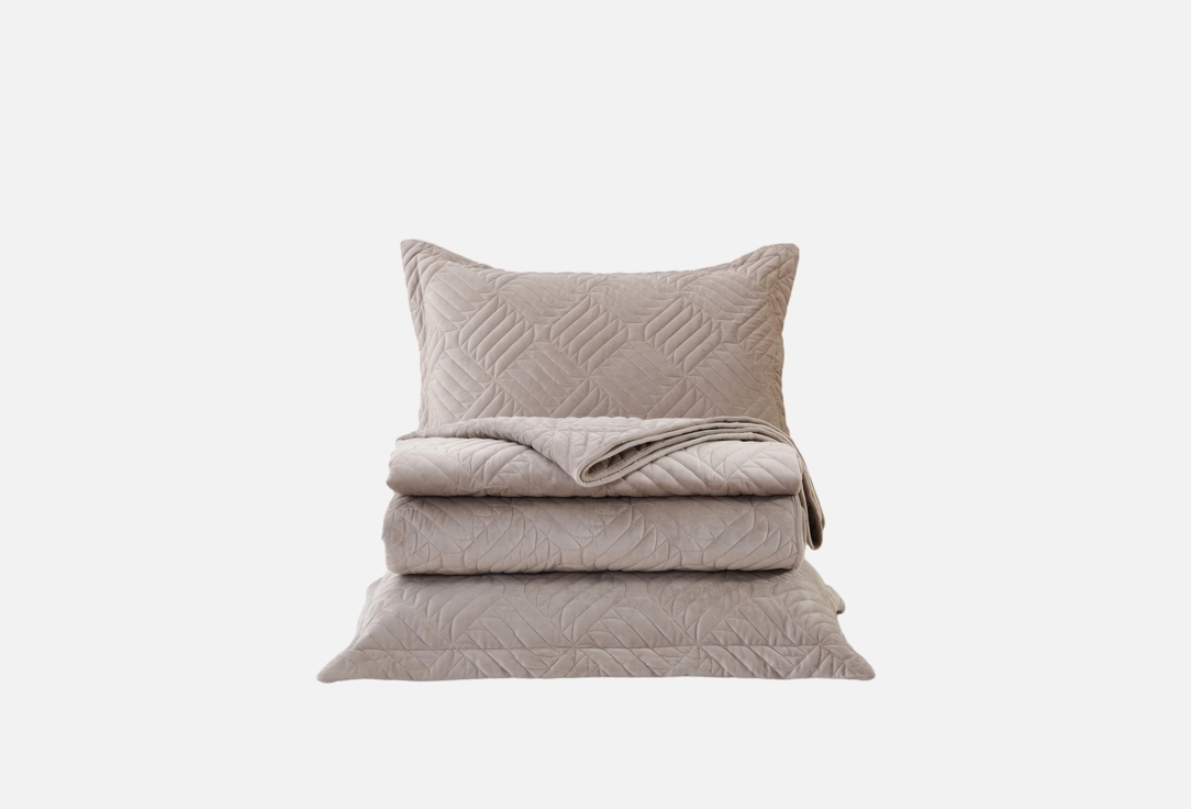 

Покрывало с двумя наволочками для кровати THE ELEVENTH KINGDOM, Бежевый, Dylan, 240x260, пепельно-бежевое 3 шт