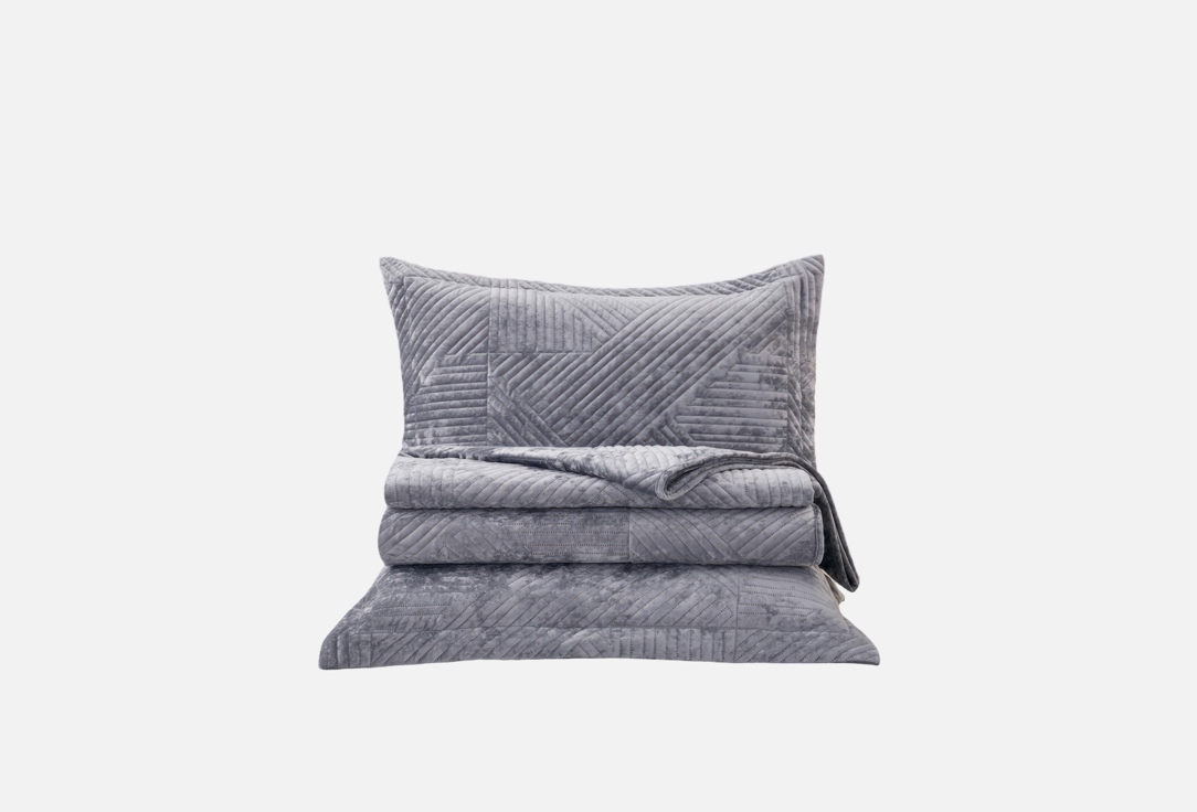 Изображение товара Покрывало с двумя наволочками для кровати The Eleventh Kingdom Shelford, 240x260, серое