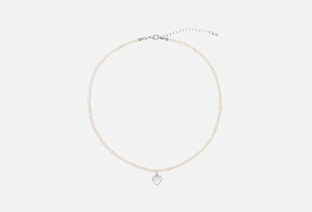 

Чокер AMI, I AM жемчуг с серебристым сердечком из перламутра 1 шт