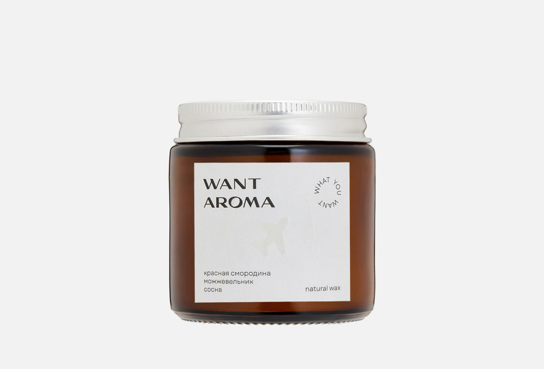 

Ароматическая свеча WANT AROMA, Красная смородина, можжевельник, сосна 120 мл