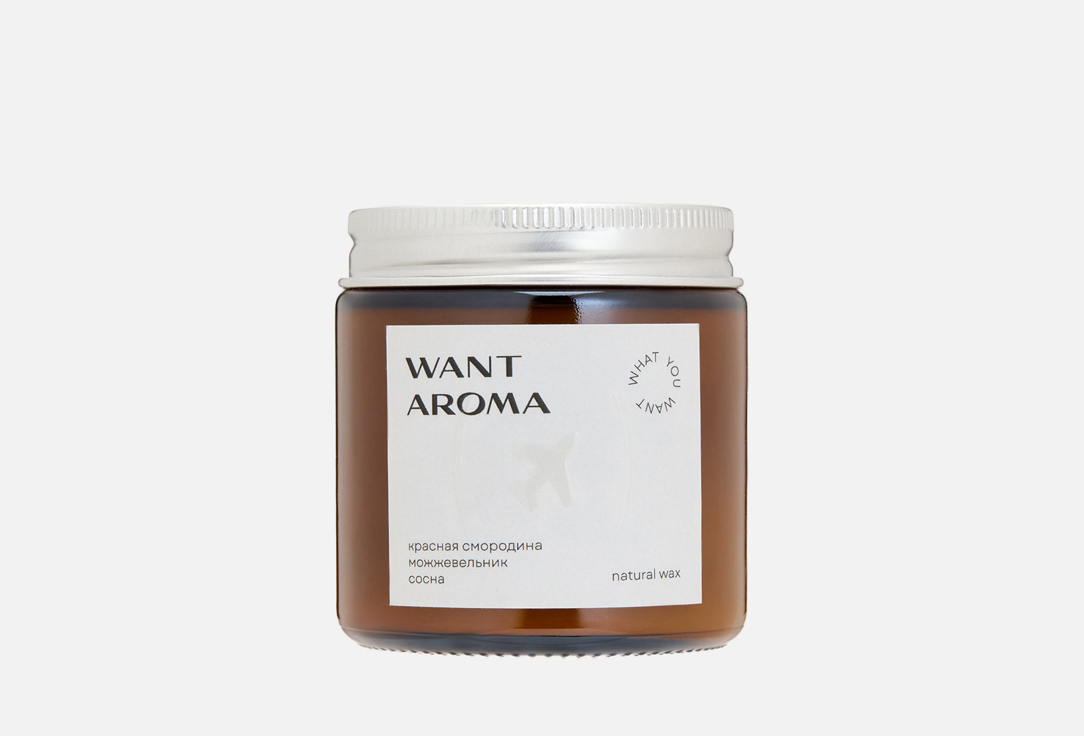 

Ароматическая свеча WANT AROMA, Красная смородина, можжевельник, сосна 120 мл