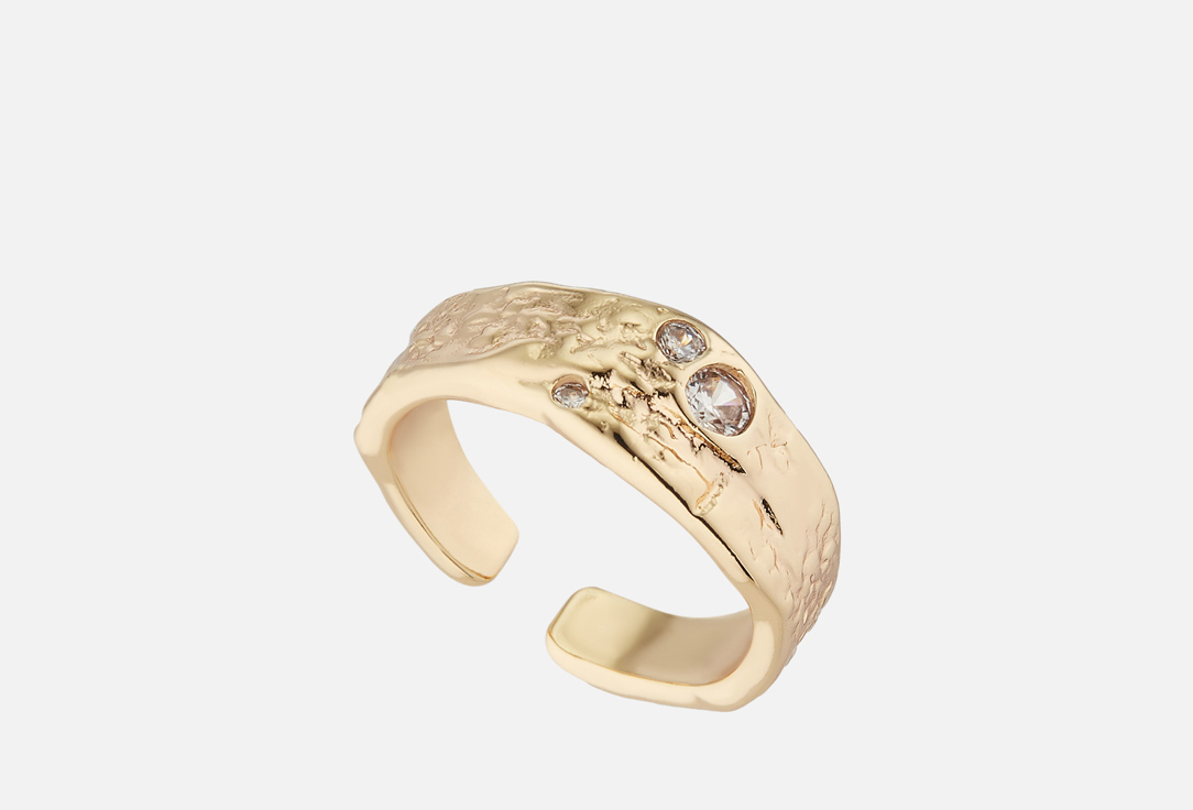 Изображение товара Кольцо 19.stone мятое циркон золото для женщин, стильное и регулируемое