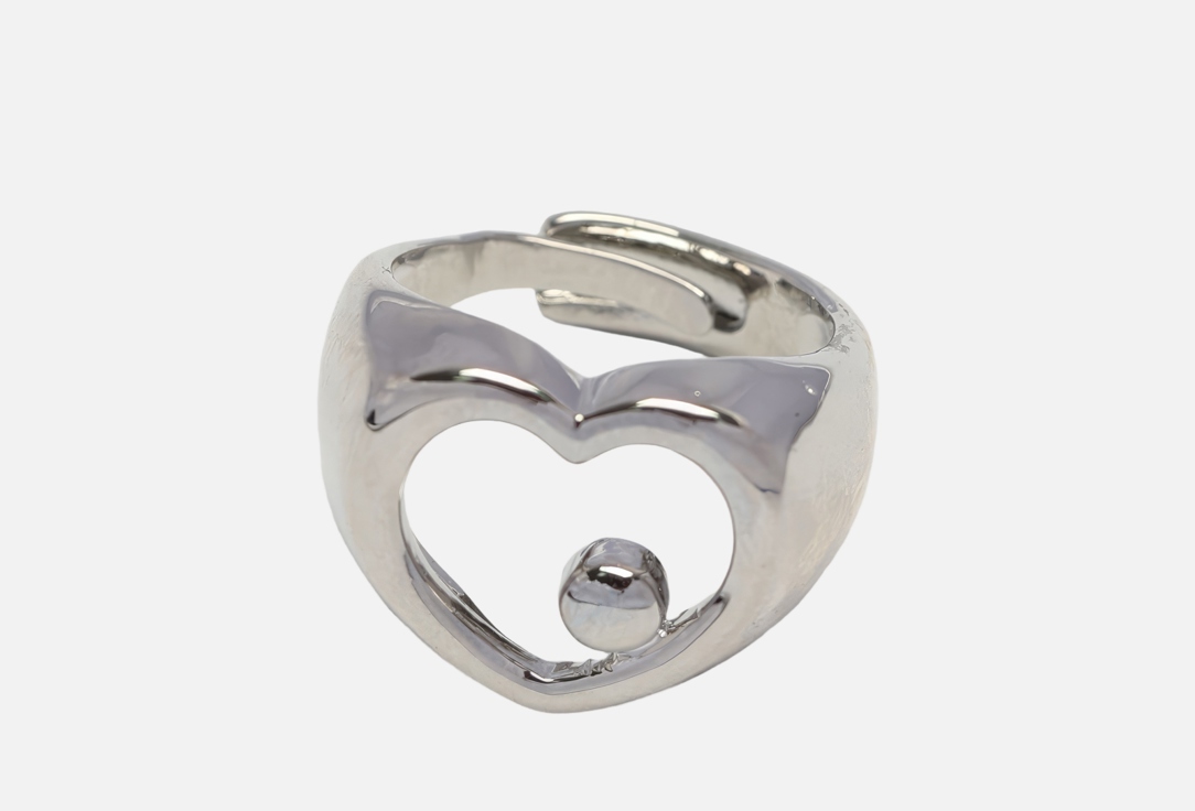 

Кольцо 19.STONE, Пухлое сердце родий ONESIZE мл