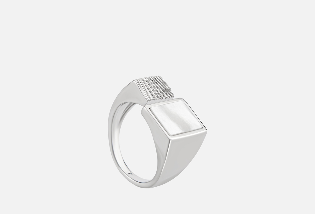 

Кольцо 19.STONE, 2 квадрата родий ONESIZE мл