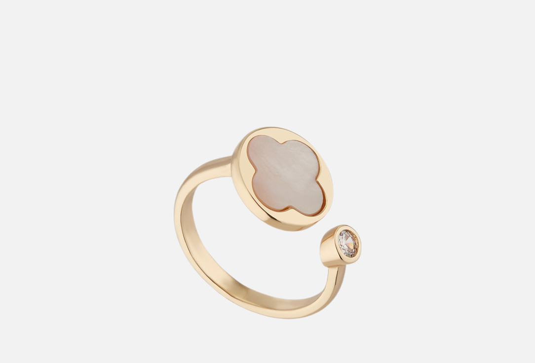 Изображение товара Кольцо 19.stone клевер перламутр циркон золото