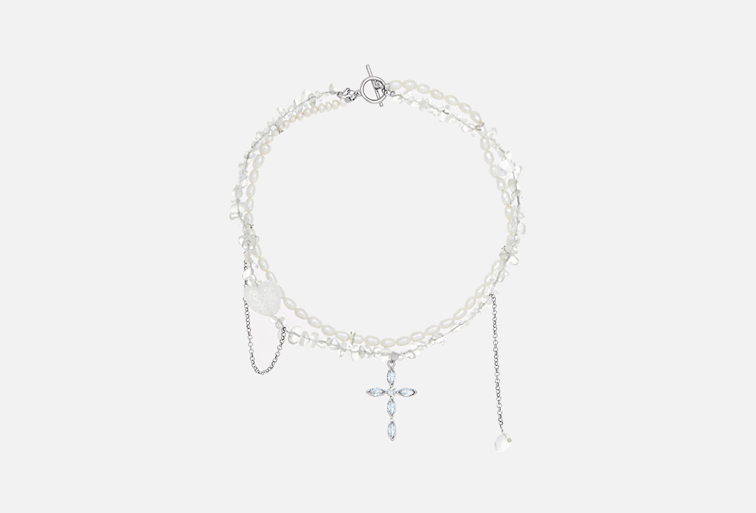 Изображение товара Колье Sweet Honey Jewelry Хрустальное, с натуральным жемчугом и горным хрусталем