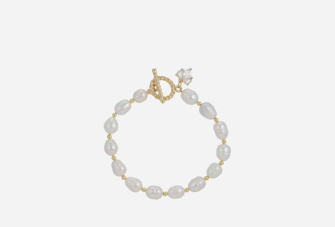 Изображение товара Браслет из натурального жемчуга и гематита с золотым покрытием