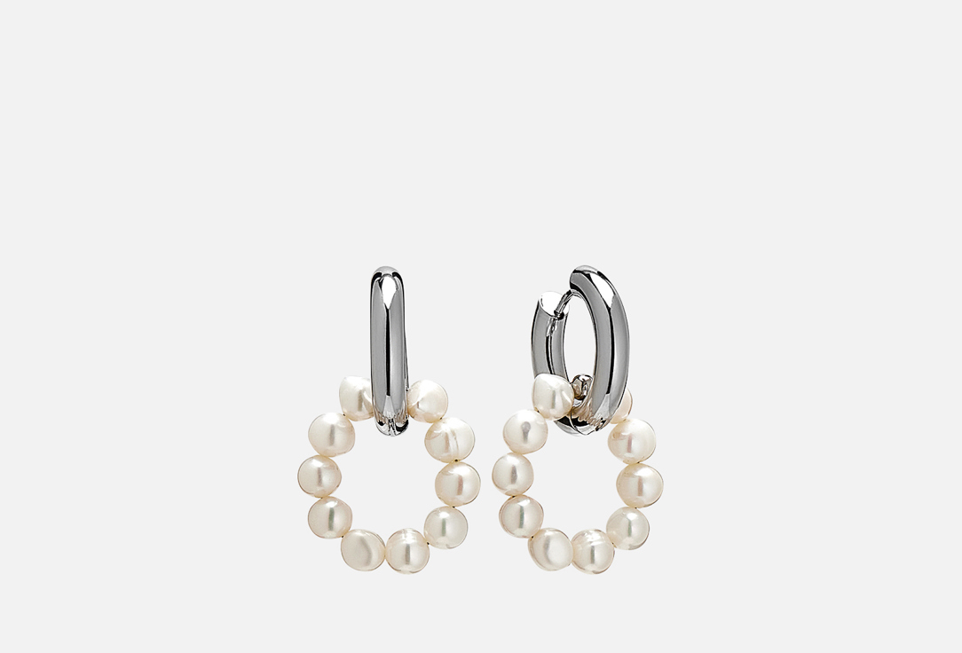 Серьги VIAMORE Leda Hoops Pearl Rings silver 2 шт