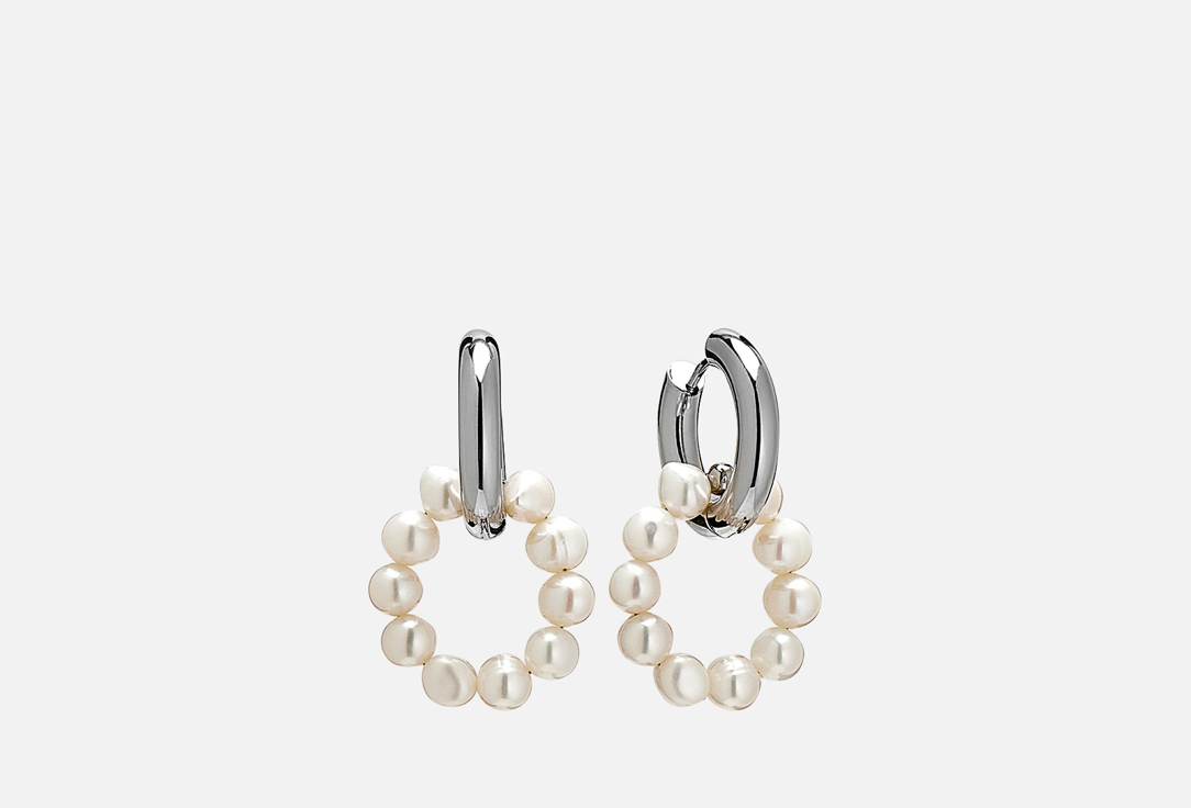 

Серьги VIAMORE, Leda Hoops Pearl Rings silver 2 шт