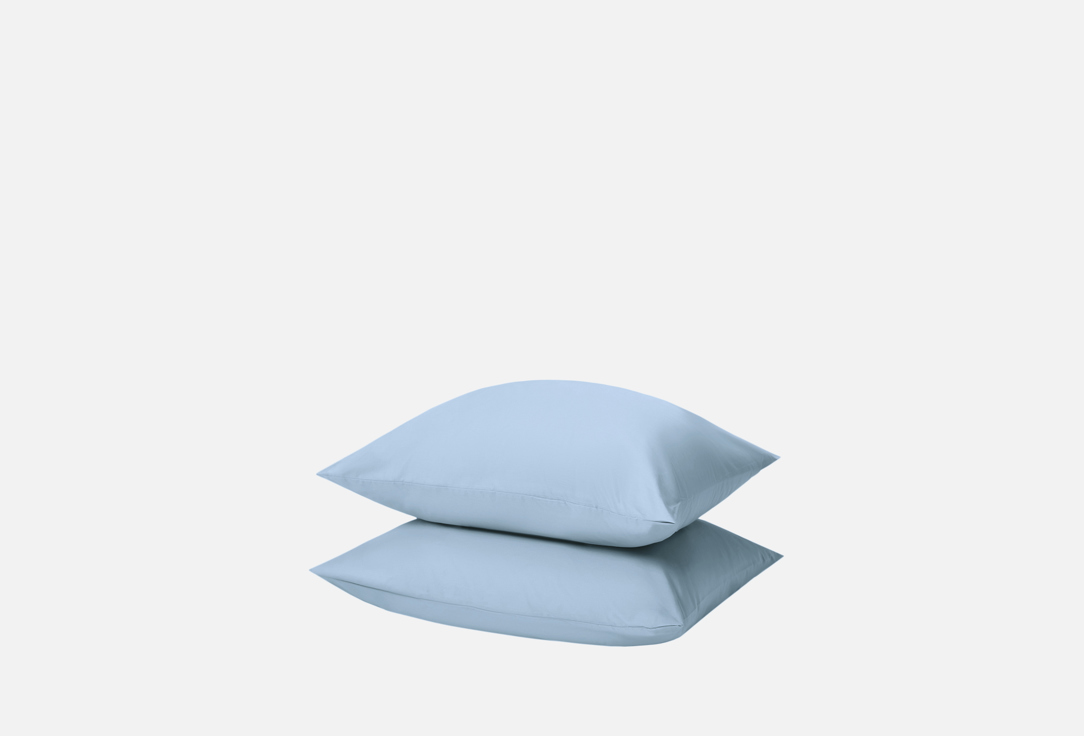 Изображение товара Наволочки ECOTEX Моноспейс голубой 70х70 см премиум сатин для спальни