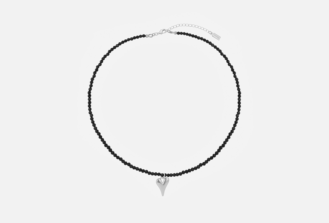 Изображение товара Классический чокер PINKCODE Black Heart родий с натуральным агатом для женщин