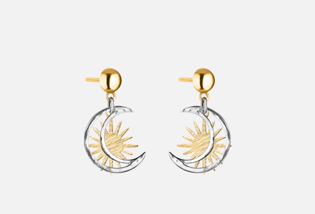 Изображение товара Миниатюрные серьги AUDEO Лунница и Солнышко с посеребрением и позолотой
