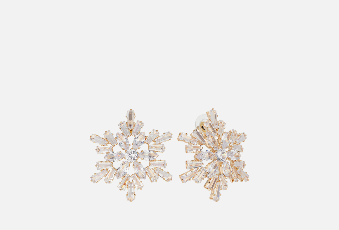 Изображение товара серьги 19.stone с фианитами, снежинки крупные