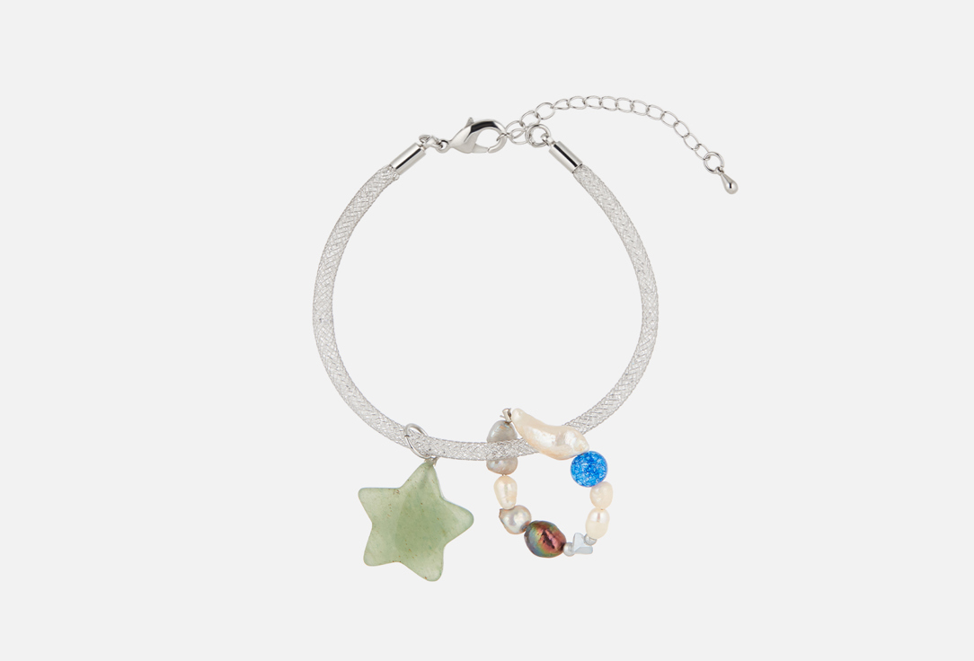 Изображение товара Браслет с шармами и жемчугом Pollystore регулируемый серебристый