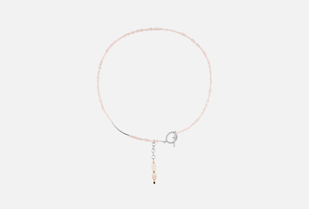 Изображение товара Минималистичный розовый чокер из стекла с жемчугом и гематитом