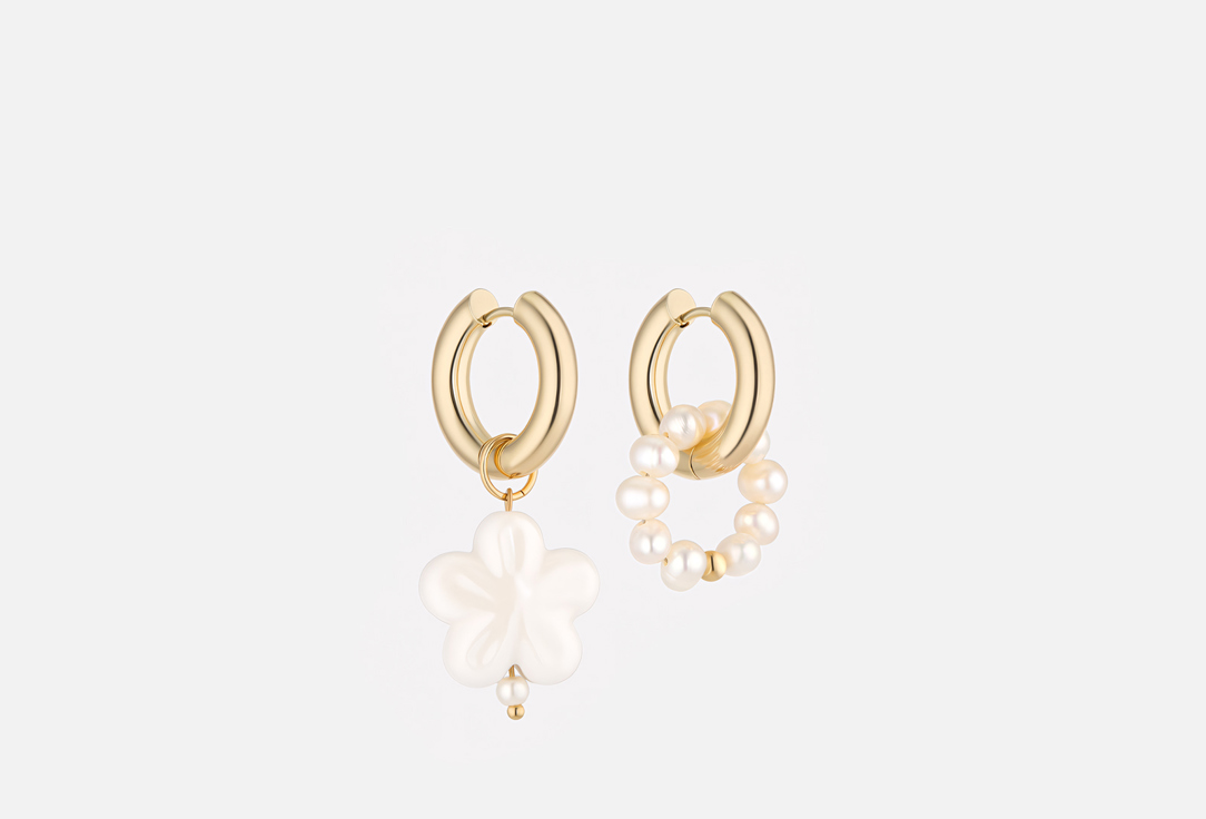 

Серьги PINKCODE, White flower and pearl позолота 2 шт