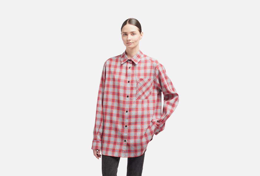 Изображение товара Рубашка в клетку SPOSH Red для женщин свободный силуэт кнопки демисезон
