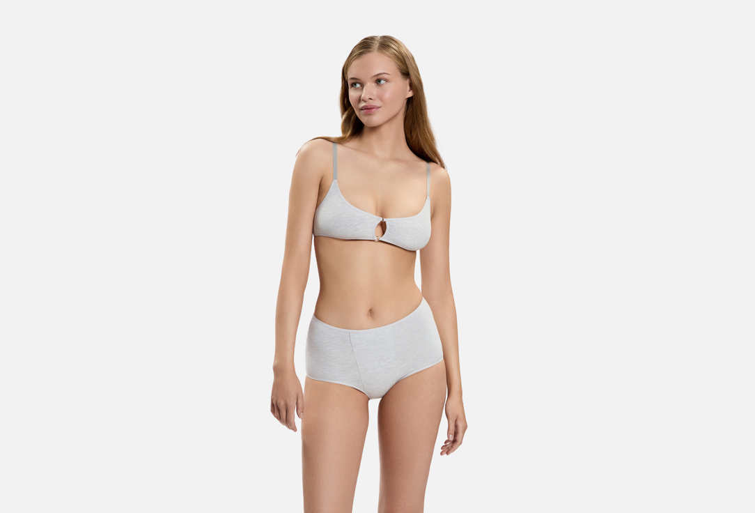 Изображение товара Трусы кюлоты PYGMY серый меланж женские хлопковые с велюровым эффектом