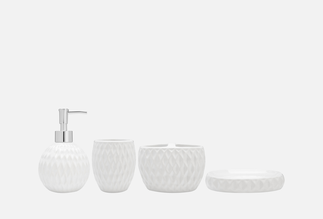 Изображение товара Набор для ванной DENEZO Camellia из керамики с дозатором и аксессуарами