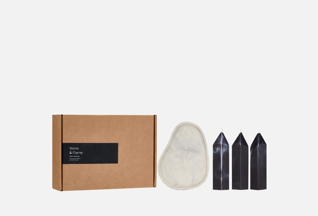 

набор свечей с подставкой AMPERSAND WORKSHOP, Черный, Агат Черный 3 шт