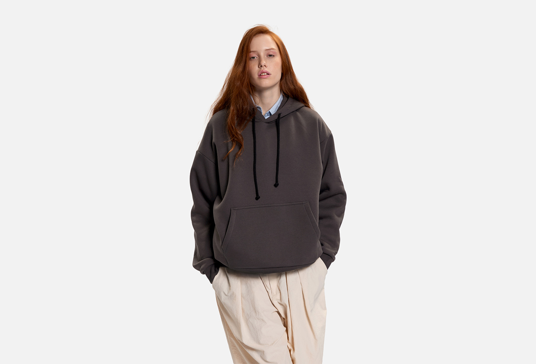 Изображение товара Бланковая худи оверсайз темно-серого цвета из хлопка и полиэстера