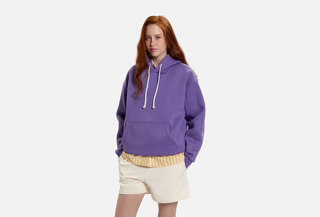 Изображение товара Фиолетовая худи оверсайз с карманами и регулятором длины в России