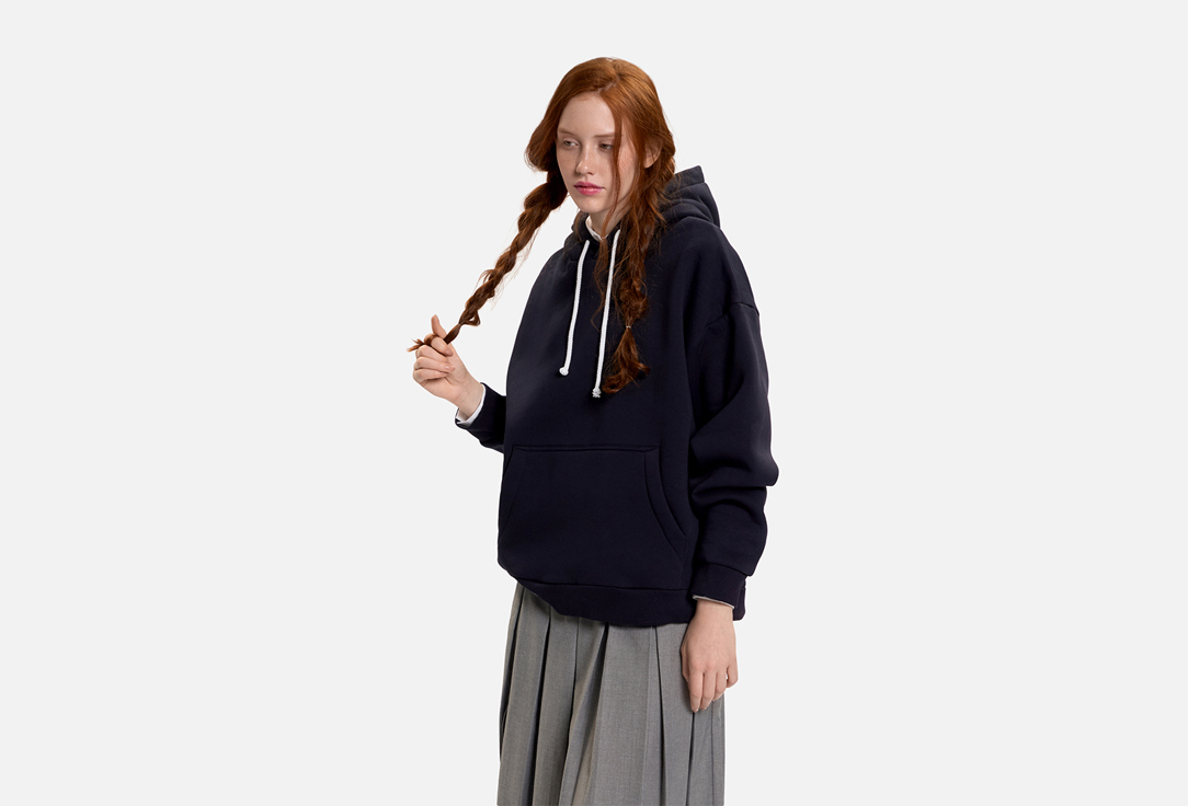 Изображение товара Худи СМЕРЧ темно-синий оверсайз с карманами и регулируемой нижней резинкой