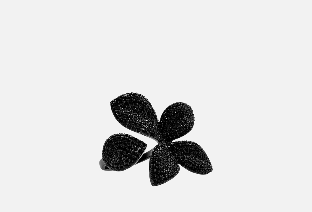 

Кольцо MUR J, Черное с фианитами ONESIZE мл