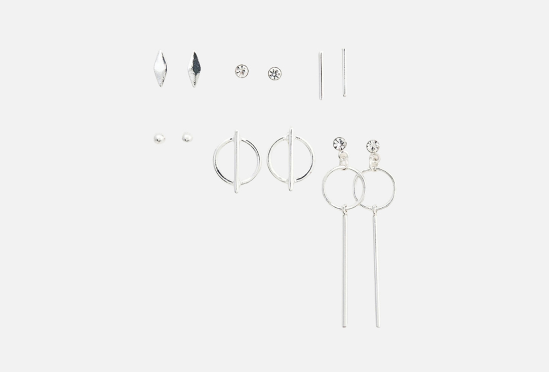 

Набор сережек MARMALATO, Маленькие серебристого цвета 12 шт