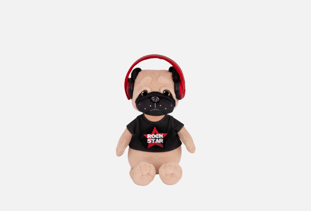 Мягкая игрушка MOPSY Мопс Рокер в Футболке с Наушниками