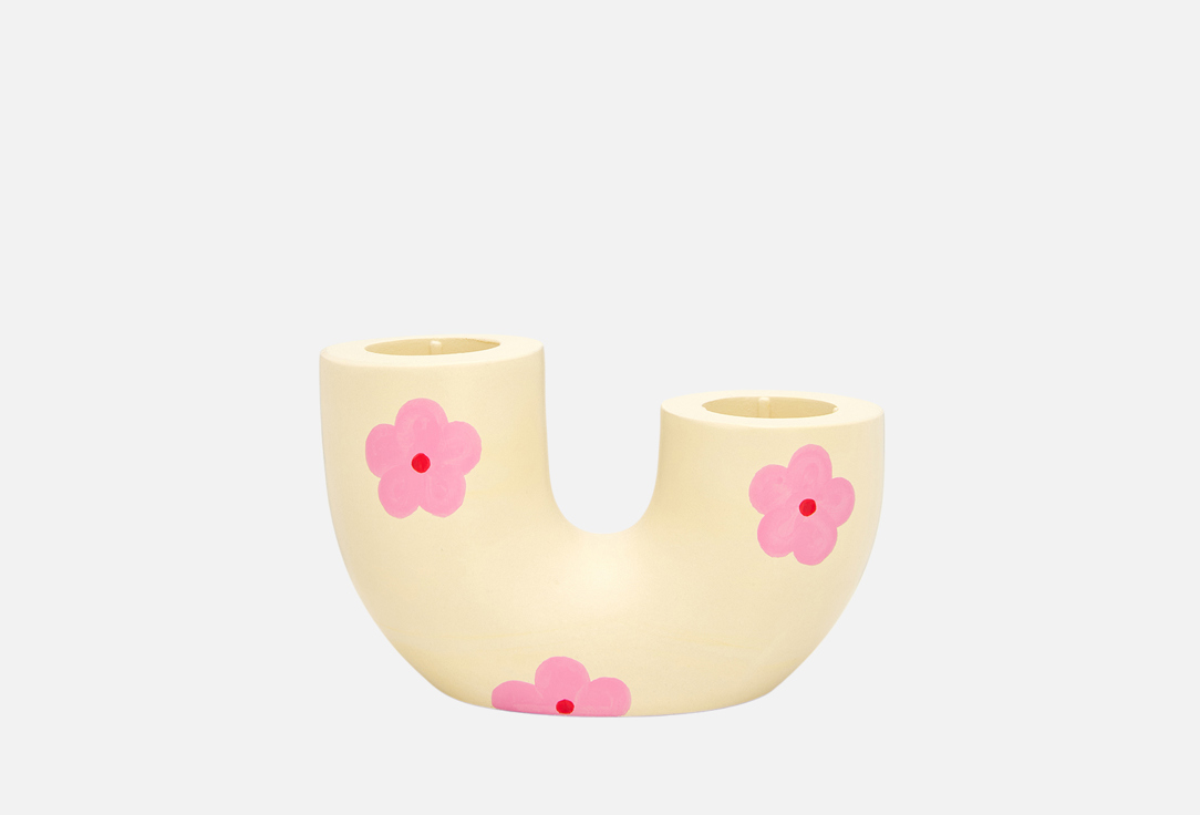 

Подсвечник двойной для столовых свечей WARMSTORE, Рогалик, Цветочек 1 шт