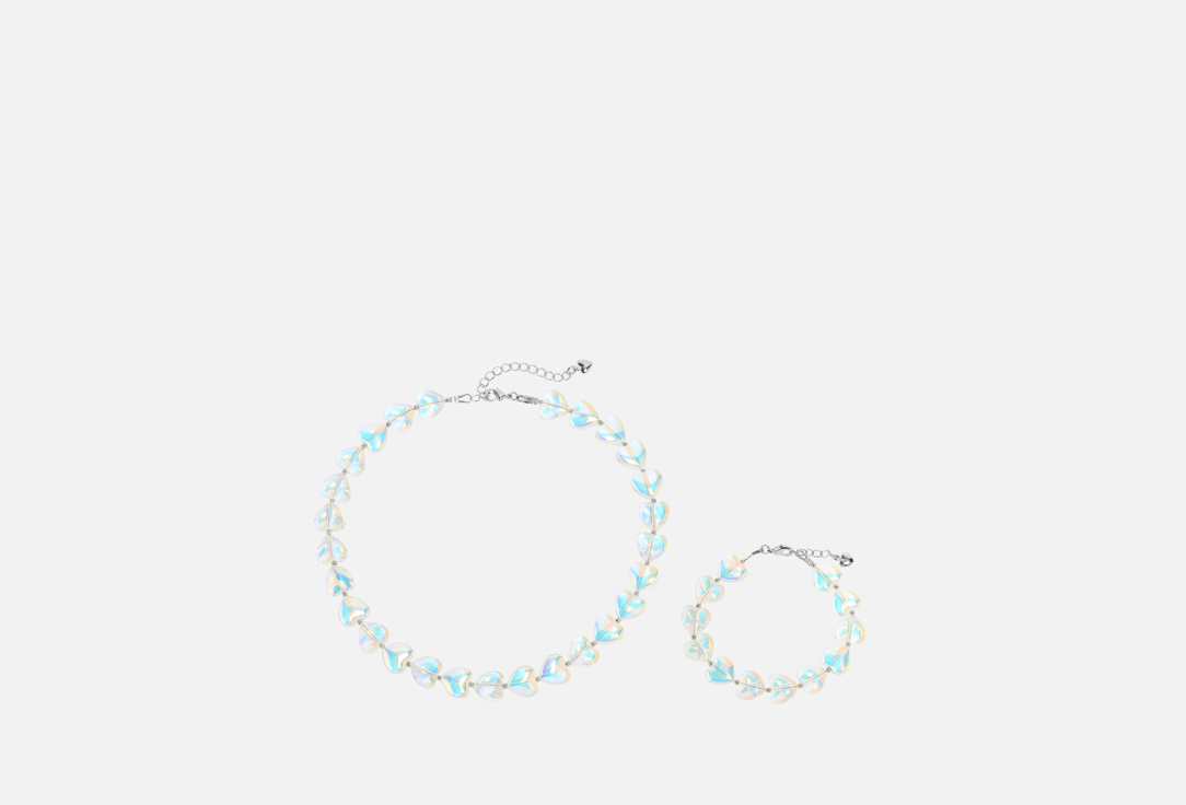 

Набор: Чокер + браслет SILVARA, Shimmer Hearts 2 шт