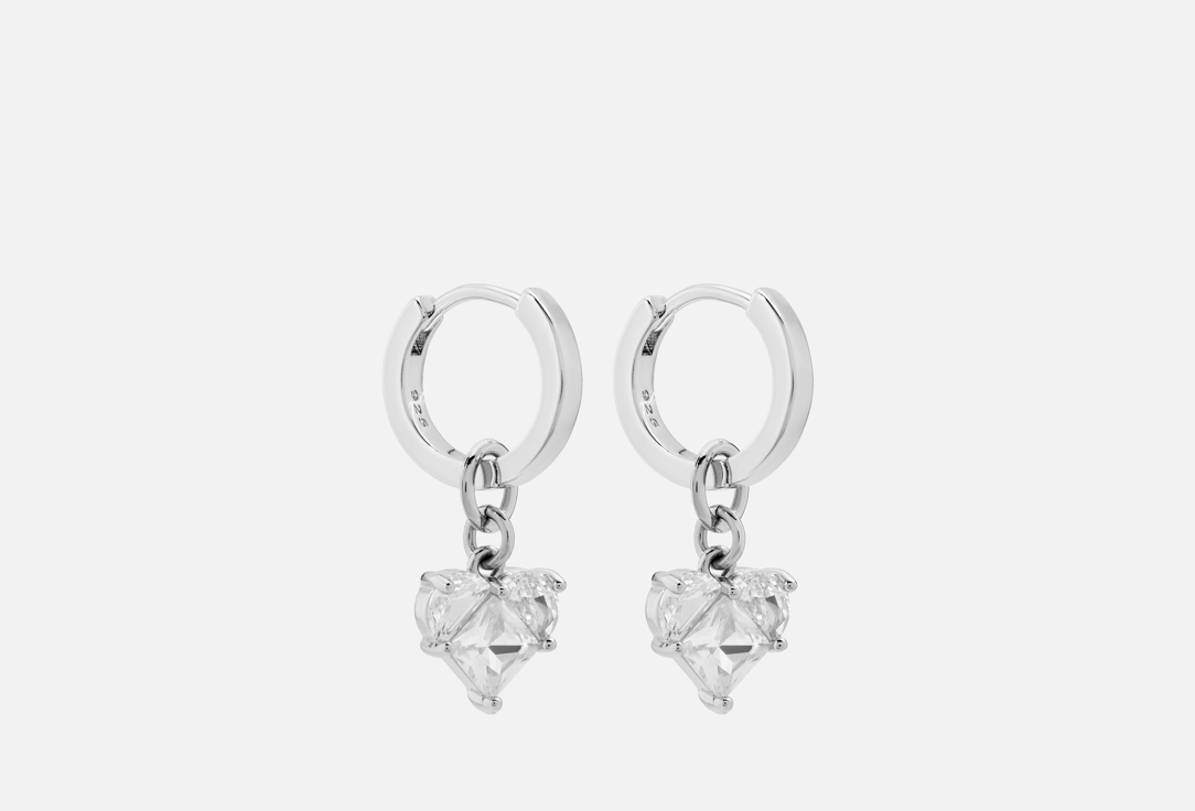 Изображение товара Элегантные серьги Silvara Lunar Glow с кристальными сердечками для женщин