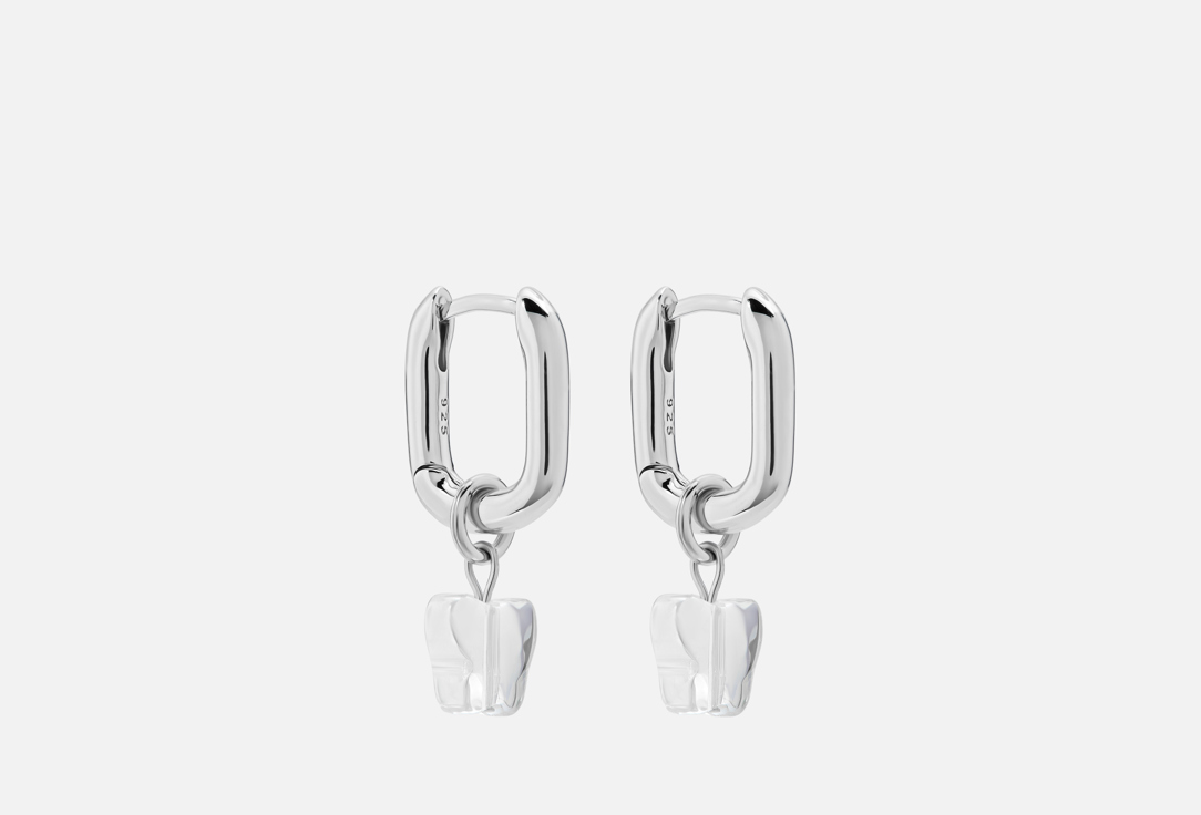 Изображение товара Серьги Wings Shimmering из серебристой латунь и стекла - ручная работа, женские украшения