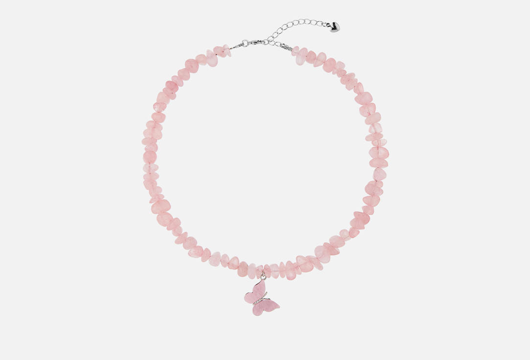Изображение товара Чокер Pink Embrace из розового кварца с бабочкой и удлинителем для женщин - ручная работа