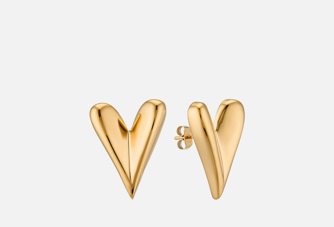 Серьги AMOXY JEWELRY Гвоздики Heart gold 2 шт