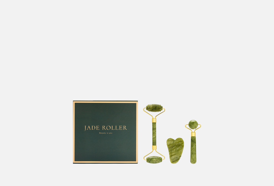 Изображение товара Массажный набор для лица и тела Qualigo Jade Roller