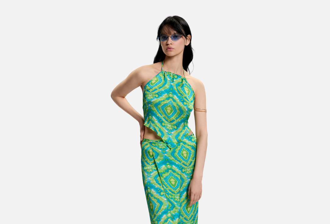 Изображение товара Женский летний топ бандана ALZA без бретелей с открытой спиной салатовый