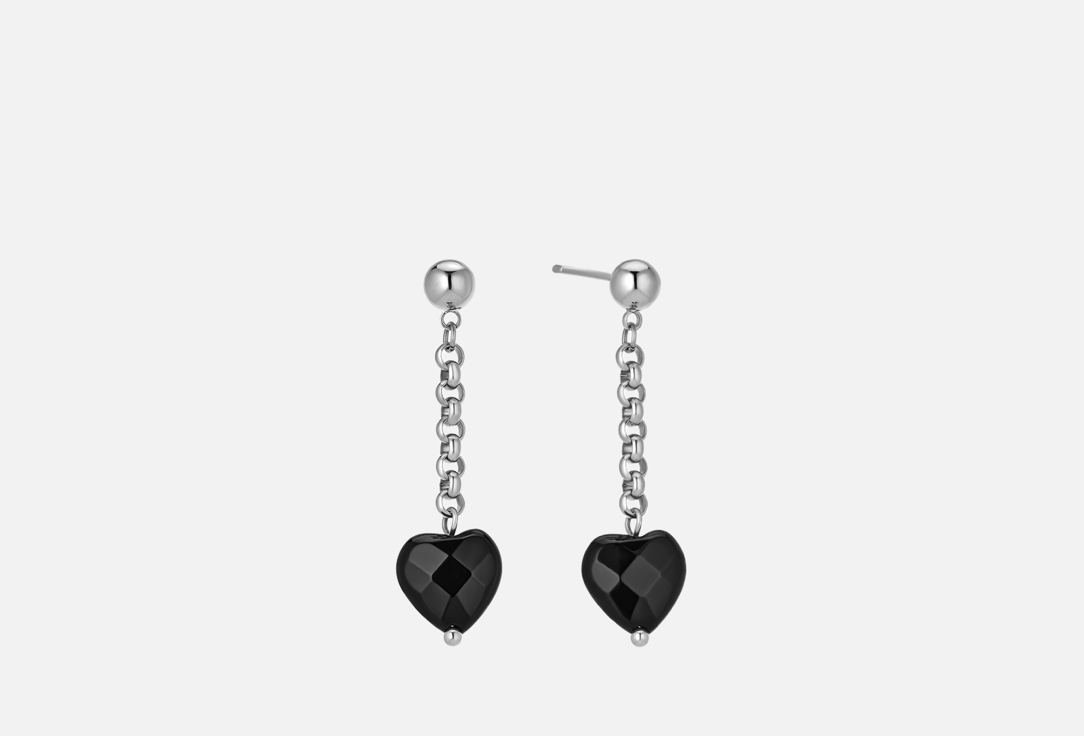 Изображение товара Серьги Koshika Агатовое сердце с цепочкой