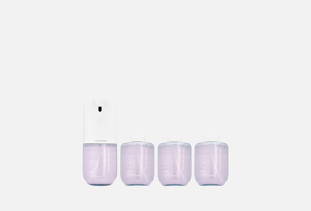 Изображение товара Сенсорный дозатор для жидкого мыла с набором сменных блоков simpleway Лаванда