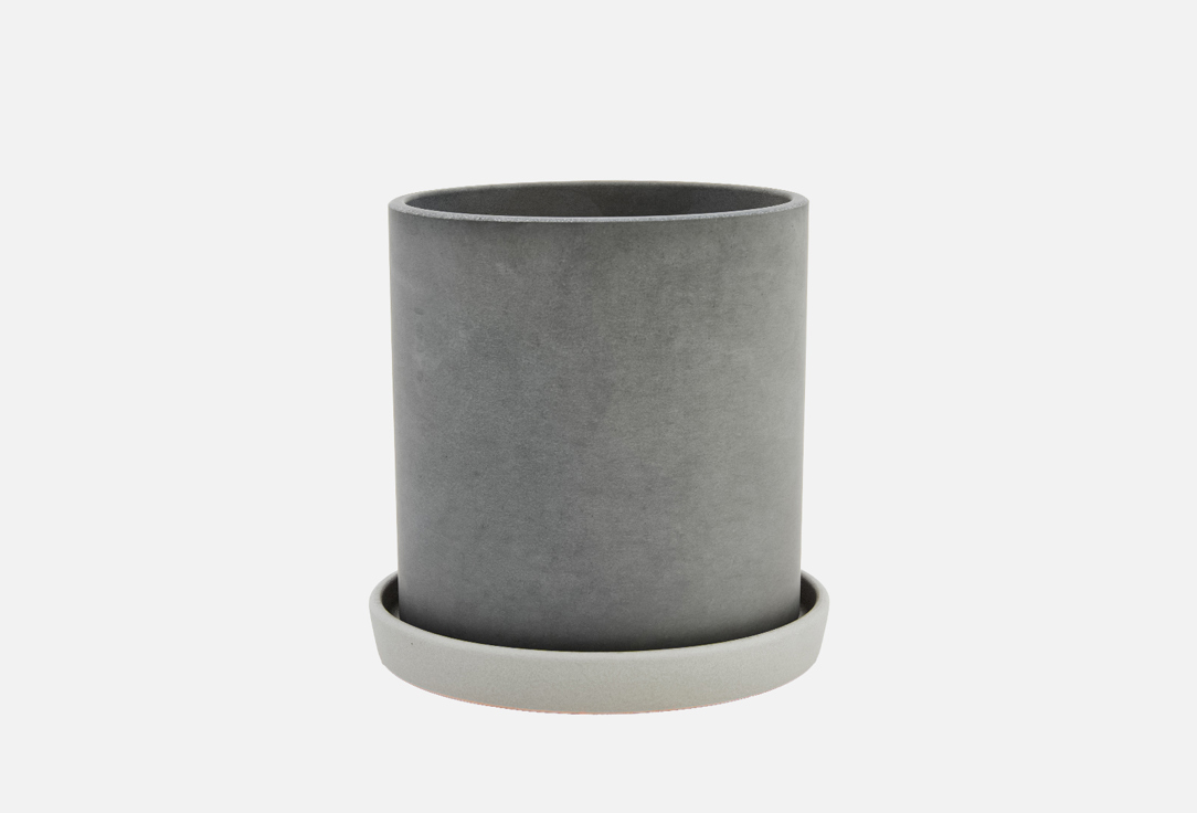 

Горшок KOMPOZIT, Серый, С поддоном, серый цилиндр 1 шт