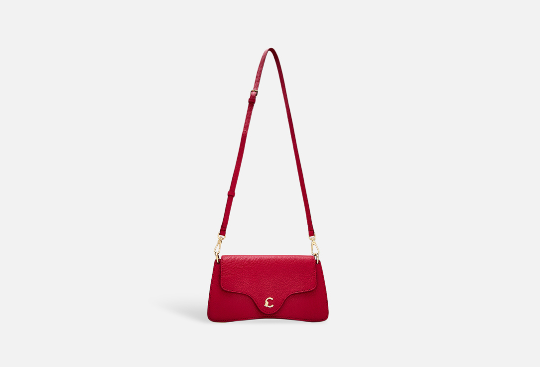 Сумка кросс-боди кожаная COCCINELLE C-ME Grained ягодная