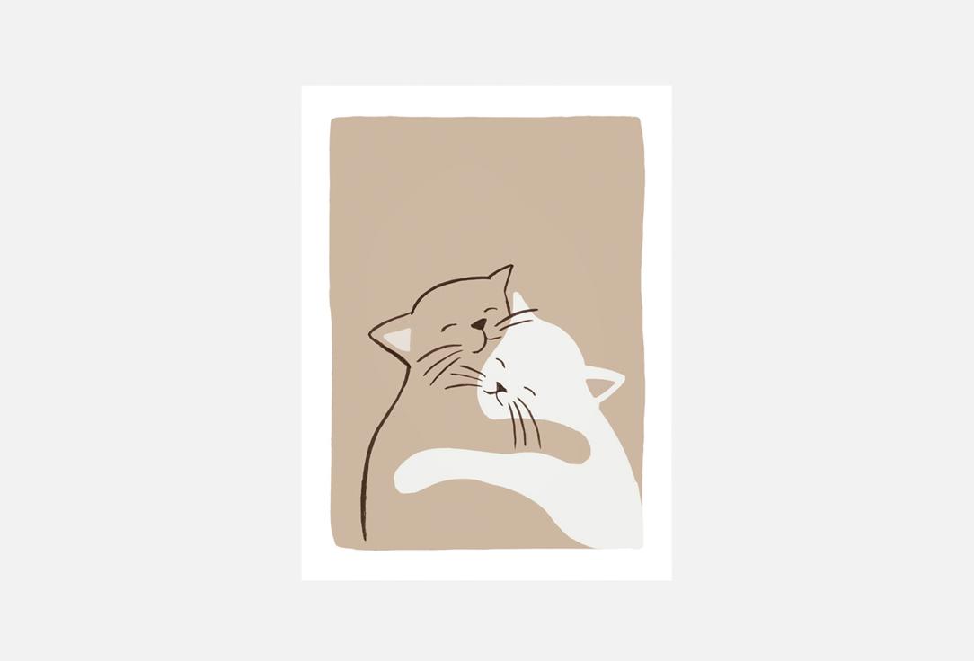 Изображение товара Постер OTS HOME Коты обнимаются, 30х40 см