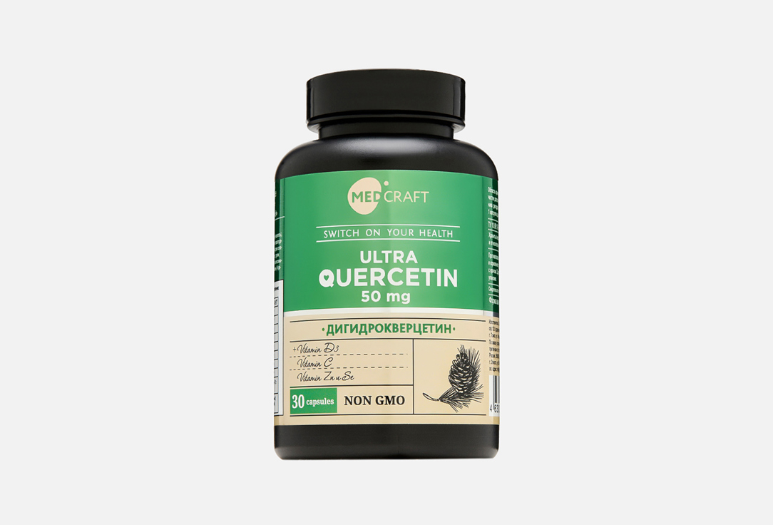Изображение товара БАД для укрепления иммунитета MedCraft Дигидрокверцетин и витамин C в капсулах