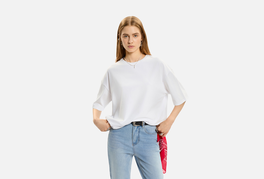 Изображение товара Футболка URBN WILD basic white из хлопка с DTF принтом для женщин