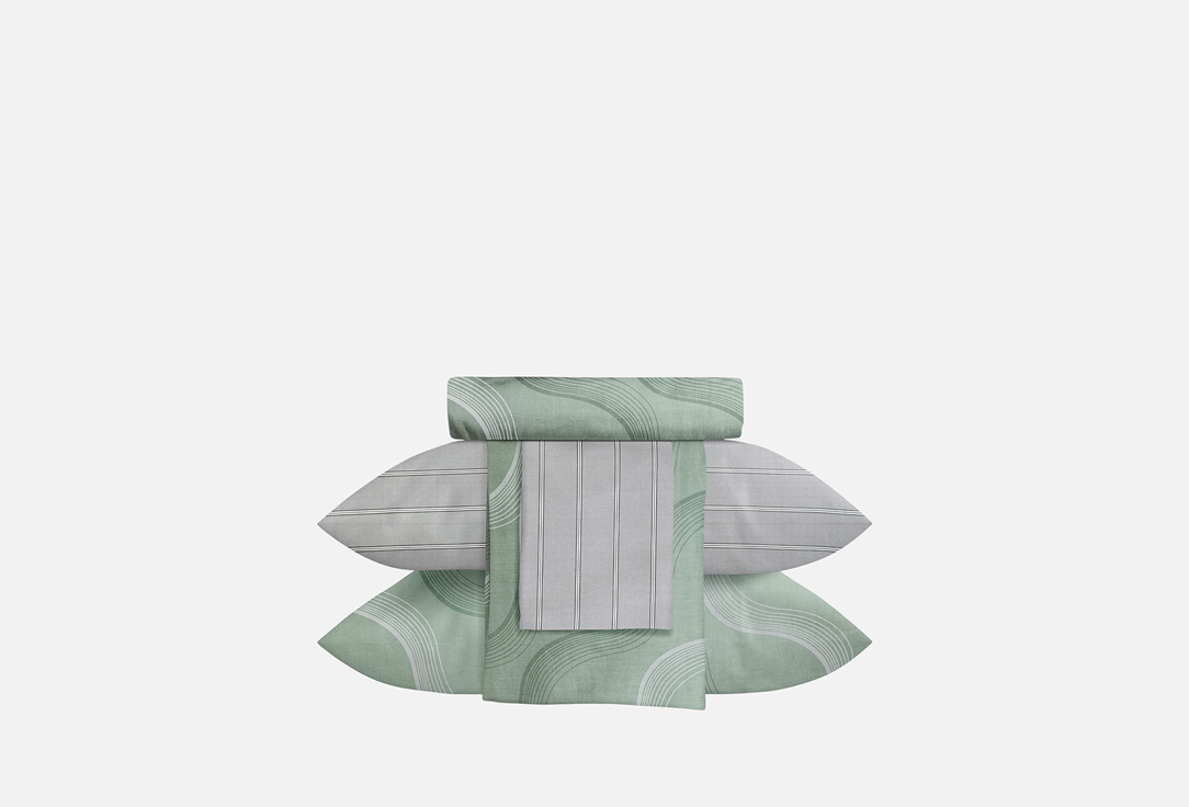 Изображение товара Комплект постельного белья ECOTEX Гармоника Мятный вечер Евро сатин хлопок 240x260