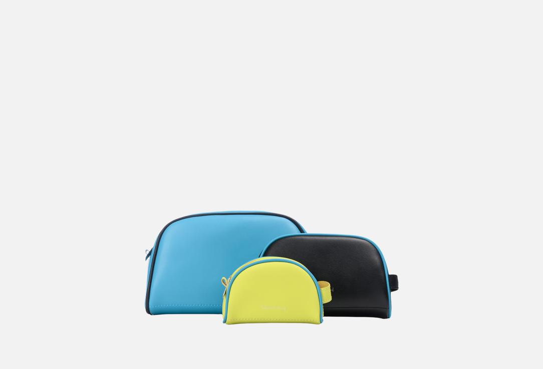 

Косметички BOXXY, Set box maxi голубая, черная, лайм 3 шт