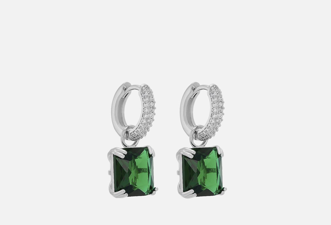 Изображение товара Серьги Attribute Shop из ювелирного сплава с цирконами и родиевым покрытием для женщин